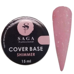 Камуфлююча база Saga Cover Base Shimmer №4 (рожевий персик із шиммером) 15 мл